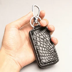 Key Holder Ring Bag Men's Business Car Lock Key Card Wristlet Keychain With Genuine Luxury Brand Keychains Army Patent Leather