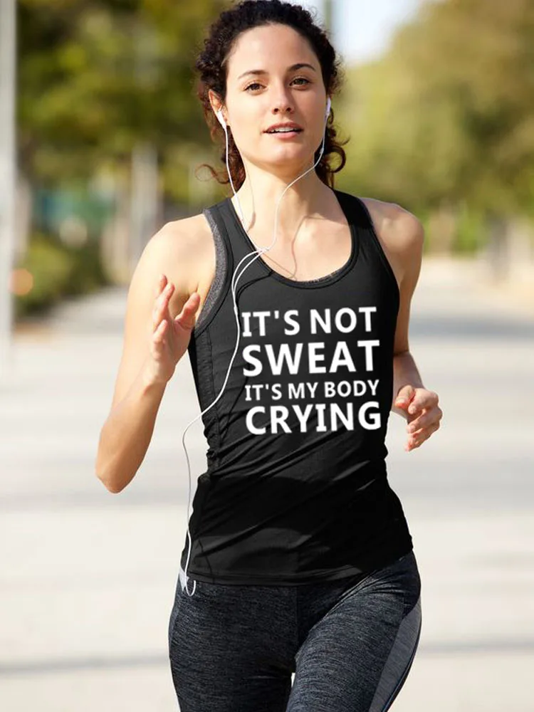 Funny Workout Tops for Women Racerback with Saying It's Not Sweat Sport Fitness Gym Sleeveless Shirts for Women Active Wear