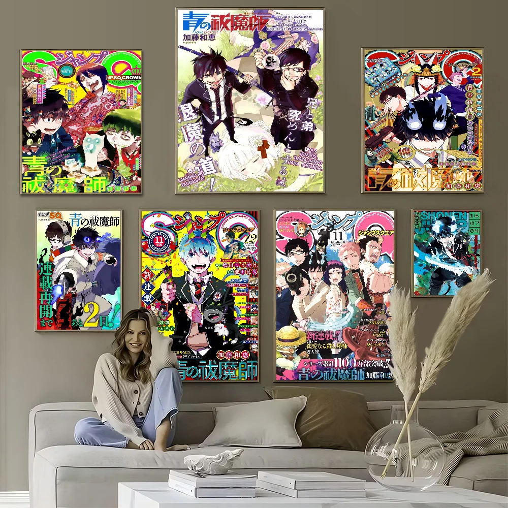 Blue Exorcist Classic Movie Anime Posters Sticky Whitepaper Sticker DIY Room Bar Cafe Kawaii Room Decor