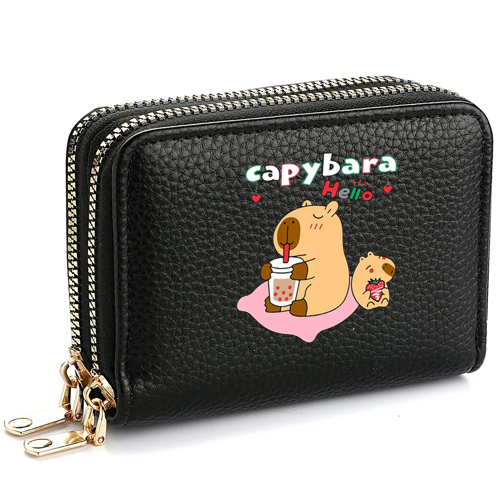 

Capybara Ladies' Printed Cute Coin Wallet, PU Leather ID Card Bank Card Zipper Card Wallet, Suitable for Women's Daily Use