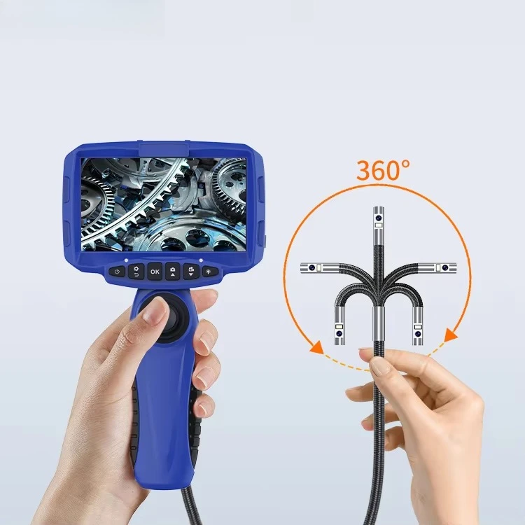 

4-сторонняя видеоэндоскопическая камера для осмотра труб, 5-дюймовая двойная линза, промышленная эндоскопическая камера высокого разрешения, бороскоп на 360 градусов