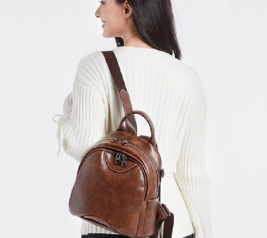 2026 New Women's High Quality Real Soft Leather Small Backpack Casual Travel Shoulder Bags Totes Ladies Crossbody Backpacks