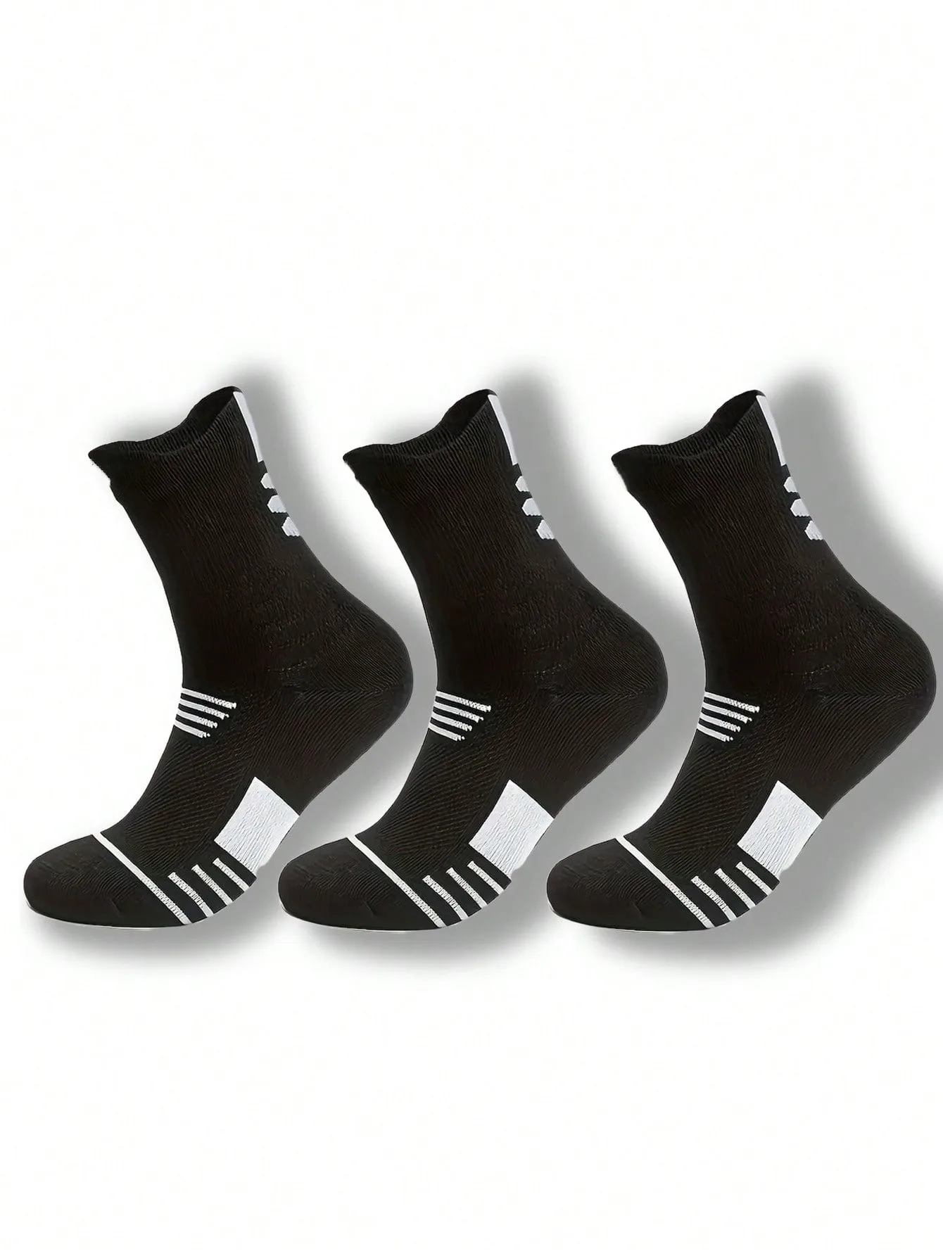 3 Pairs Men's Mid-calf Towel Socks Four Seasons Universal High Top Basketball Outdoor Sports Socks Fashion Trend