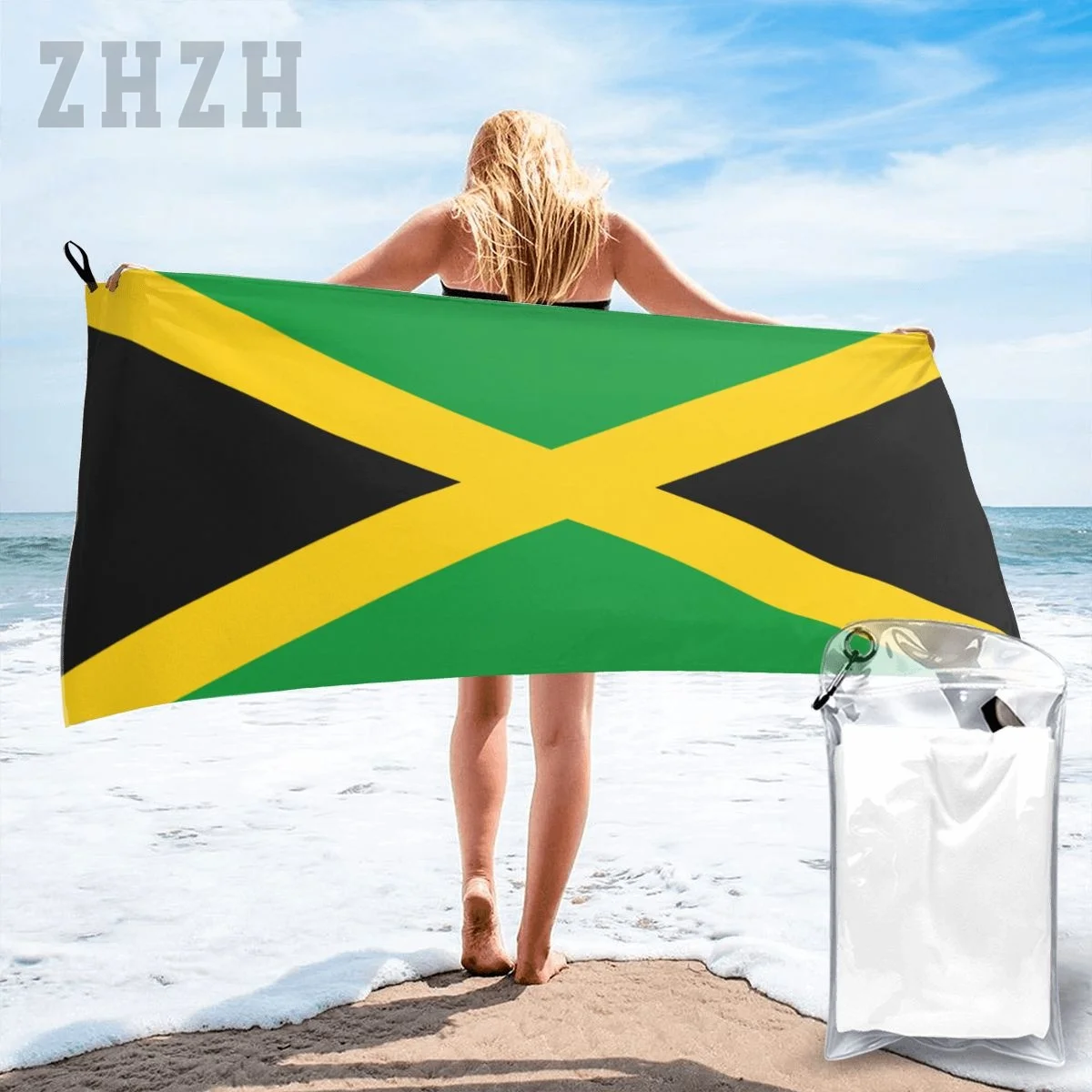 More Design Bath Towel Jamaica Flag Emblem Quick dry Microfiber Absorbing Soft Water Breathable Beach Swimming Bathroom