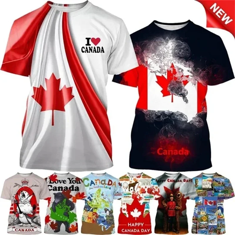 

I Love Canada Summer Fridays 3D Print Canadian Flag Style Quick Drying Breathable Sport Man Short sleeve T-shirt Plus Size 6XL