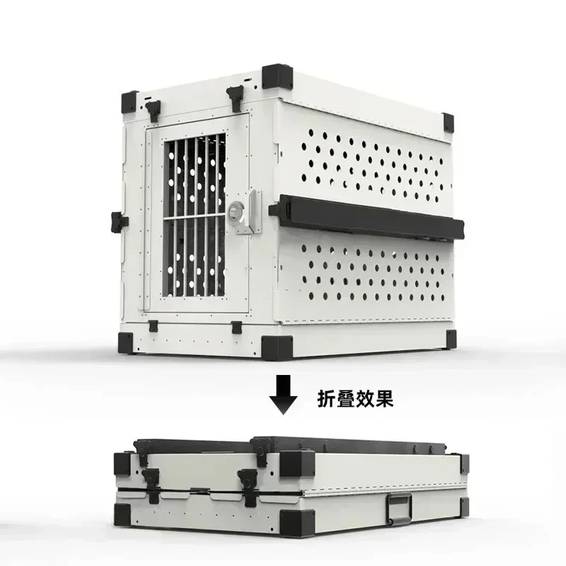 Heavy Duty Fully Collapsible Dog Crate Aluminium Alloy Medium and Large Dog Crate Folding Pet Car Crate Camping Travel IATA