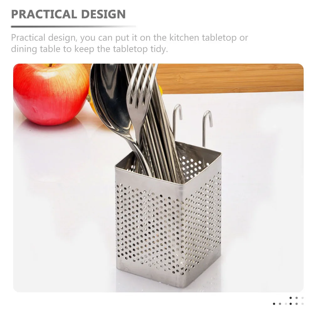 

2 pcs Chopstick Holder Stainless Steel Utensil Organizer Kitchen Ware Basket Cutlery Holder Cooking Utensil Canister