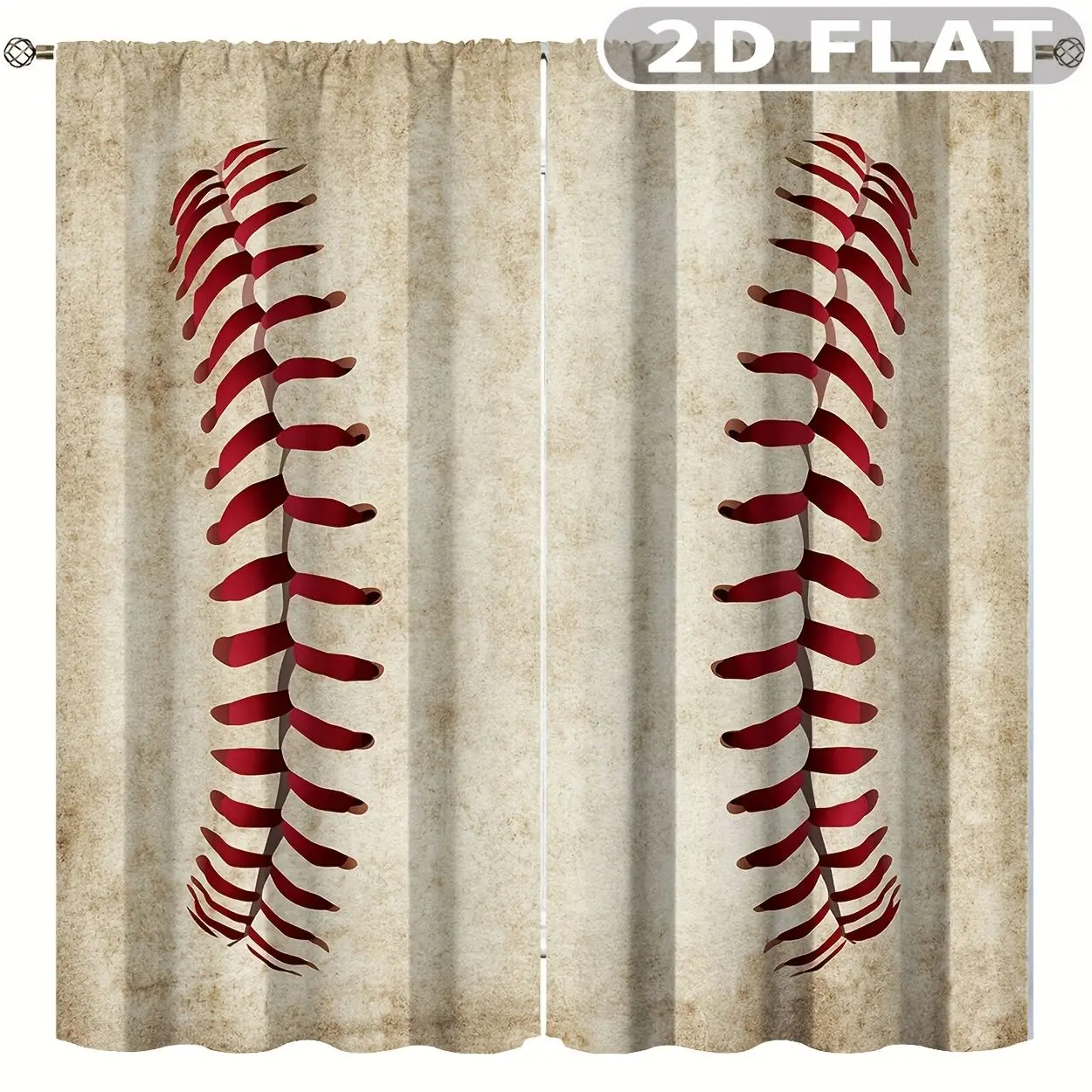 

2D FLAT 2pcs Curtains Baseball Stitch Pattern Design Perfect for Balcony, Bedroom, Living Room, Suitable for 4 Seasons