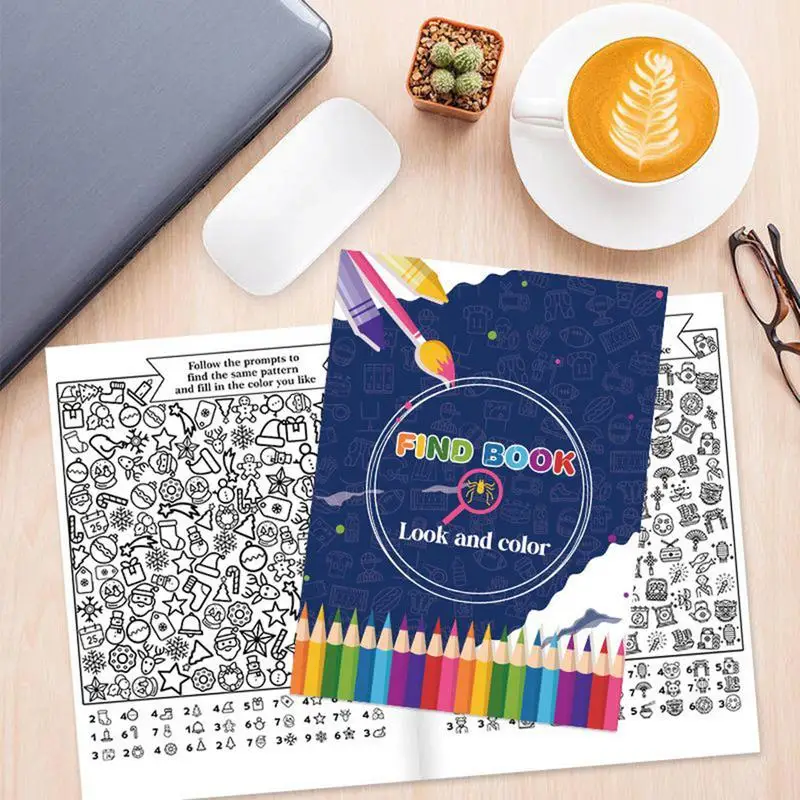 Encuentra un libro para mirar y colorear, actividades para colorear de dibujos animados, relajación para adolescentes, juguete compacto creativo para niños y niñas, juguete de Color para mirar y encontrar