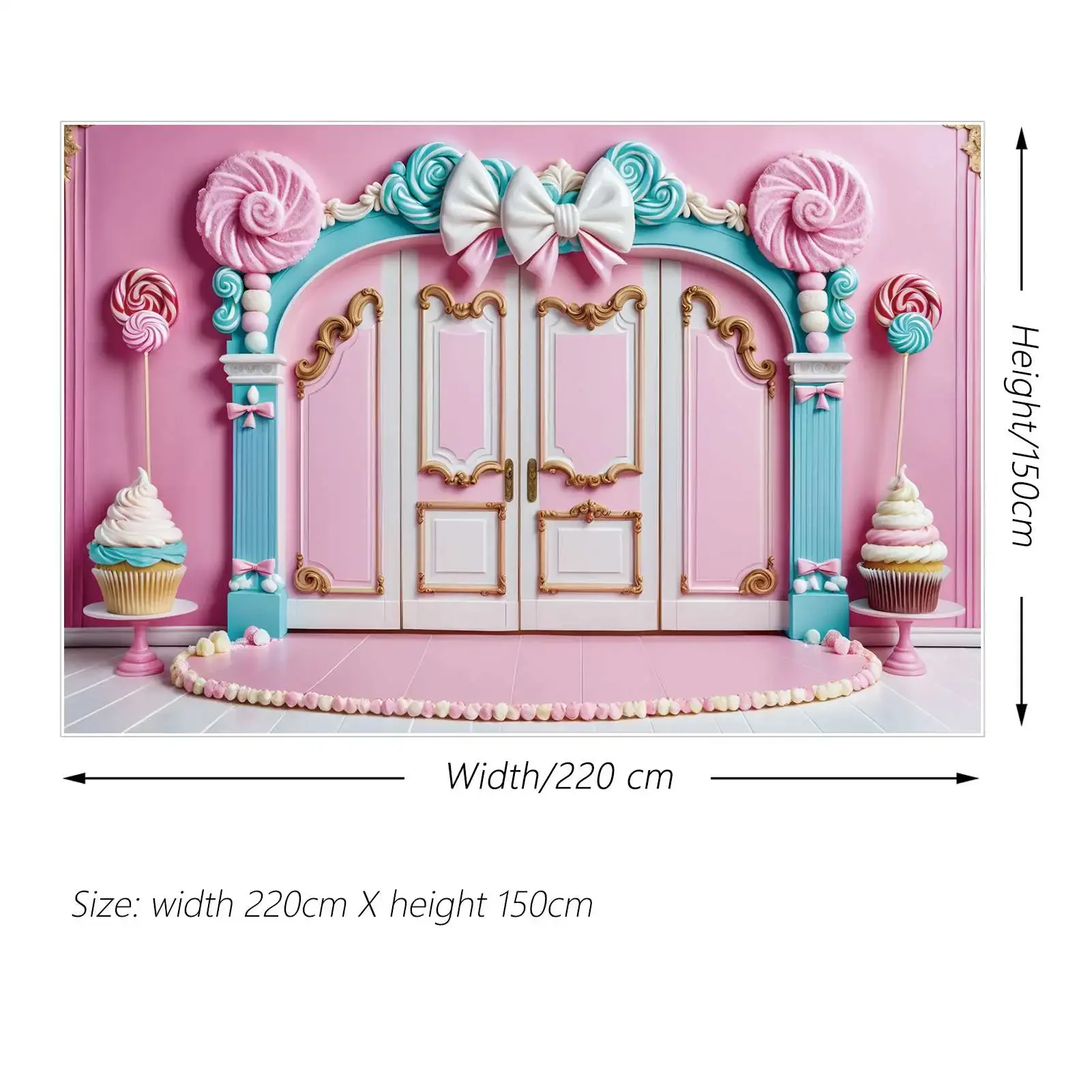 Moon.qg ฉากหลังของเด็กผู้ชายเด็กผู้หญิงอมยิ้มวันเกิดปาร์ตี้พื้นหลังอุปกรณ์ประกอบฉากการถ่ายภาพยิงโบว์การตกแต่งประตูโฟโต้คอล