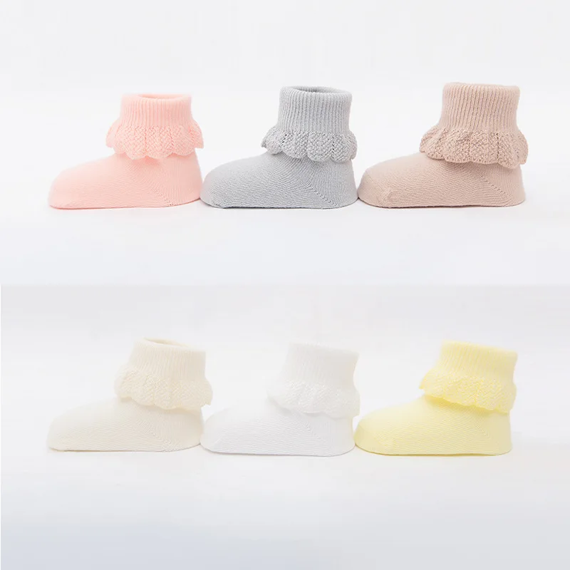 Baby Girl Cotton Ruffle Socks Newborn infant Cute White Princess Short lace Warm Sock Toddler Kid Boy Spring Clothing Accessory
