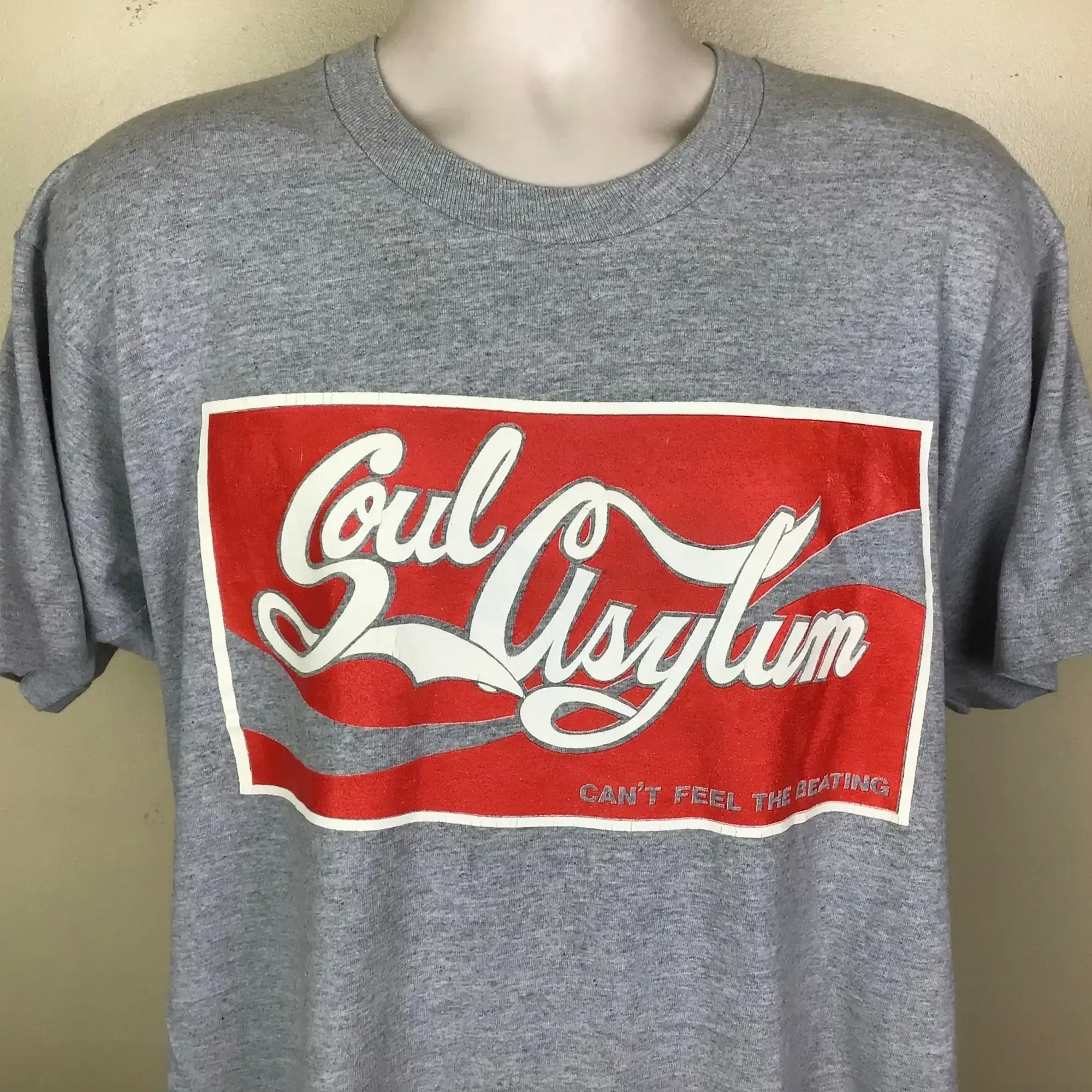 Vtg 1990 Soul Asylum Concert TShirt Heather Gray L 90s Grunge Alternative Rock Band Can’t Feel The Beating Tour