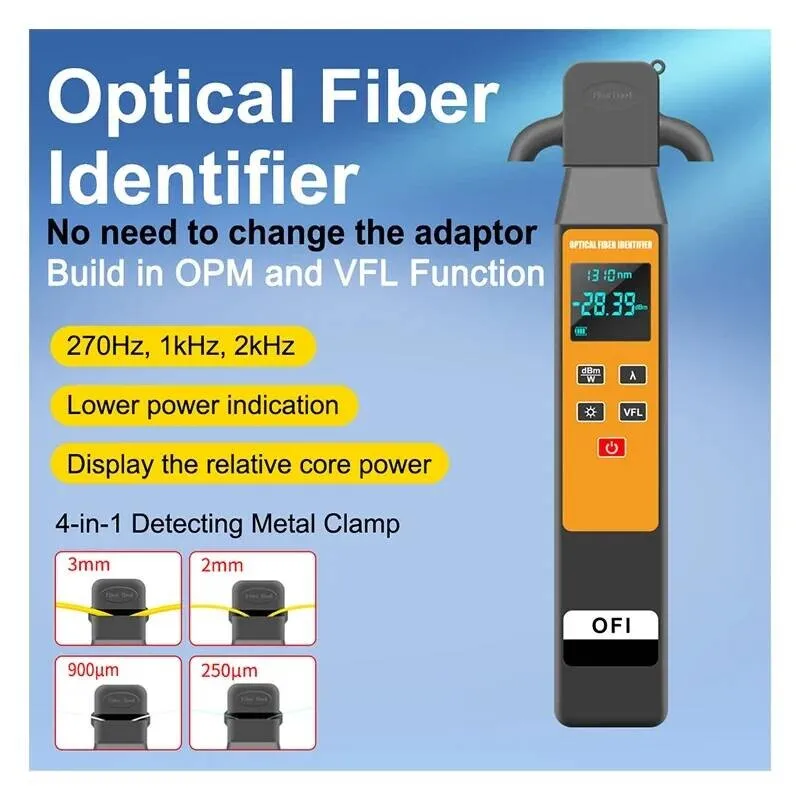 TM501 Orange Anti-Fall Fiber Signal Identifier Red Light Source All-In-One Built-In 10Mw VFL Optical Power Meter Fiber Identifie