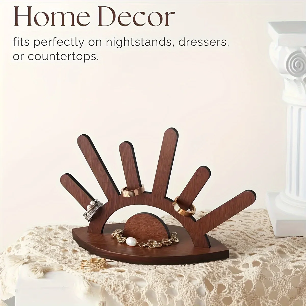 Expositor de Joyas de Madera Vintage y Torre para Joyas, Perfecto para Organizar Anillos y Pulseras en el Tocador, Decoración para el Hogar