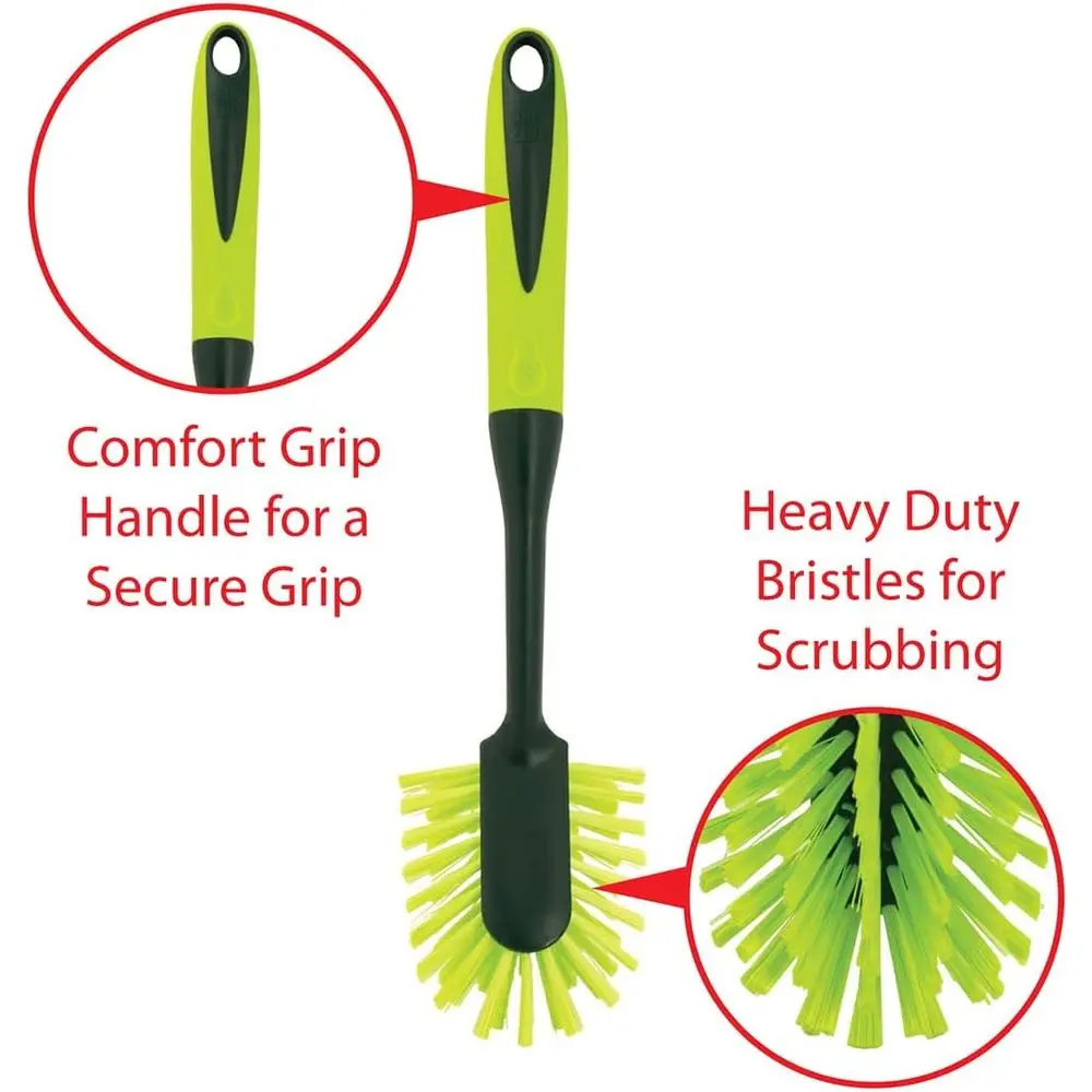 5-Piece Long Handle Scrub Brush Set with Heavy-Duty Bristles and Comfort Grip for Kitchen, Household, and Dishwashing
