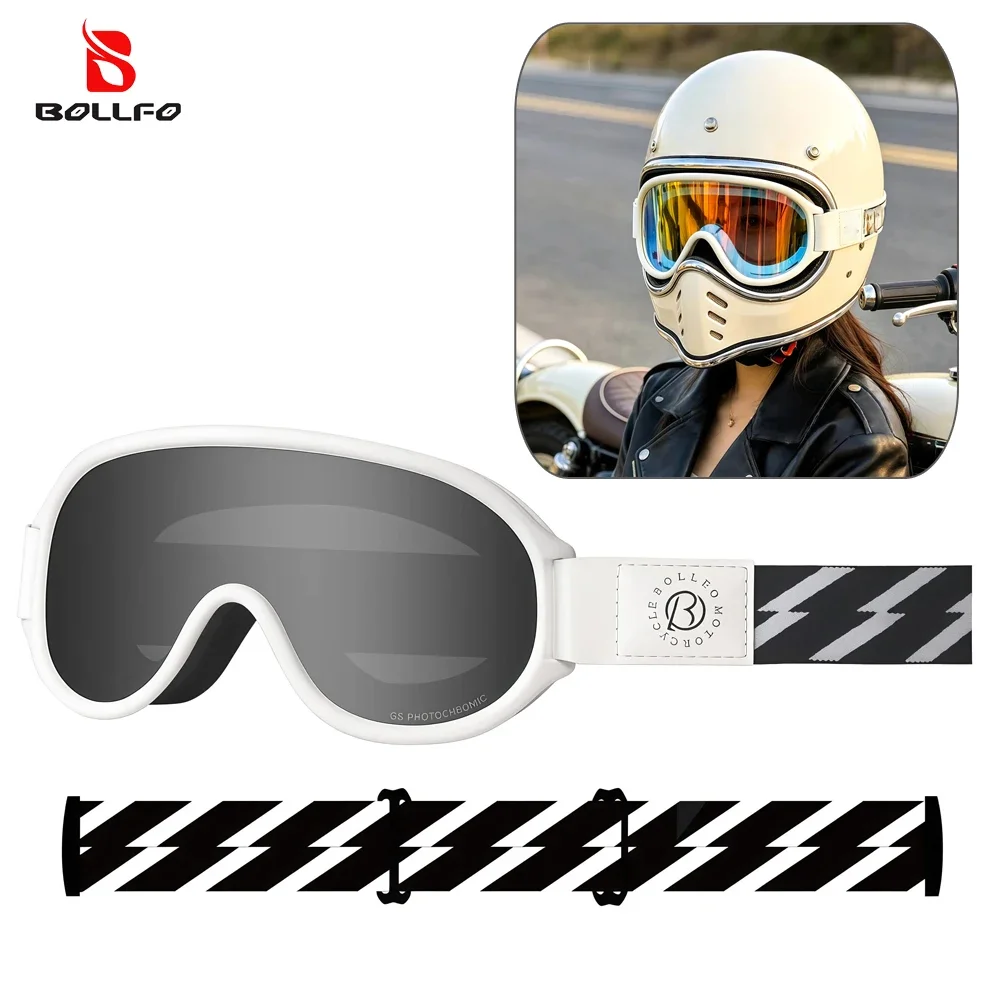 Retro Polarized Motocross Goggles Men Women UV400 Protection Anti-Fog Photochromic MX Riding Goggles for Small Helmet Lunette