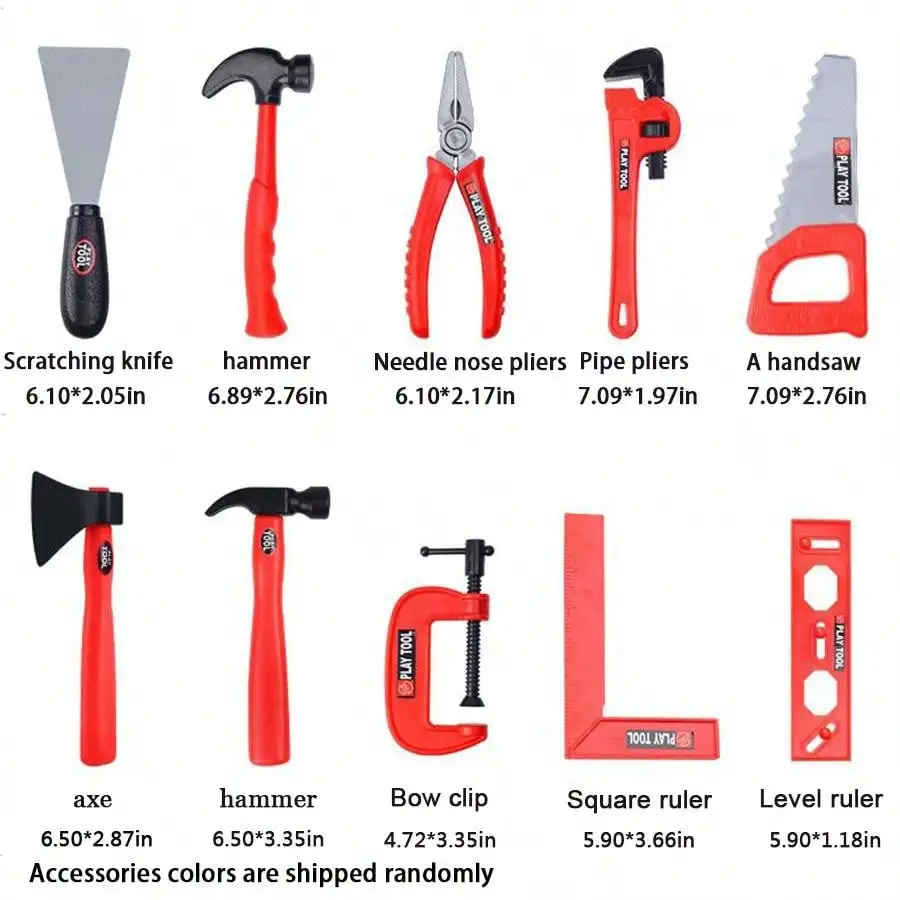 Pretend Play Construction Tool Set para Crianças, Toy Kits para Meninos, Presente de Aniversário para Meninas, Idades 3 +, 38 Pcs