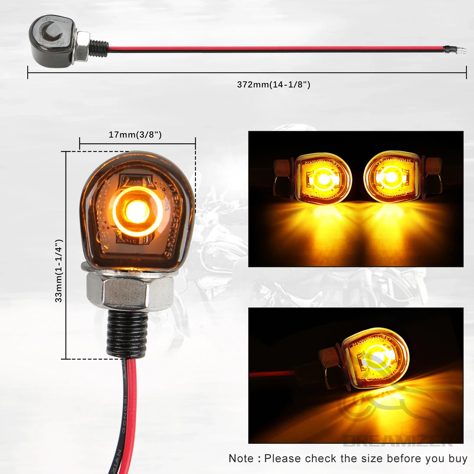 2pcs Motorcycle LED Turn Signal Light Amber M8 Mini LED Turn Signals Amber Blinker Light For Harley Honda Yamaha Kawasaki