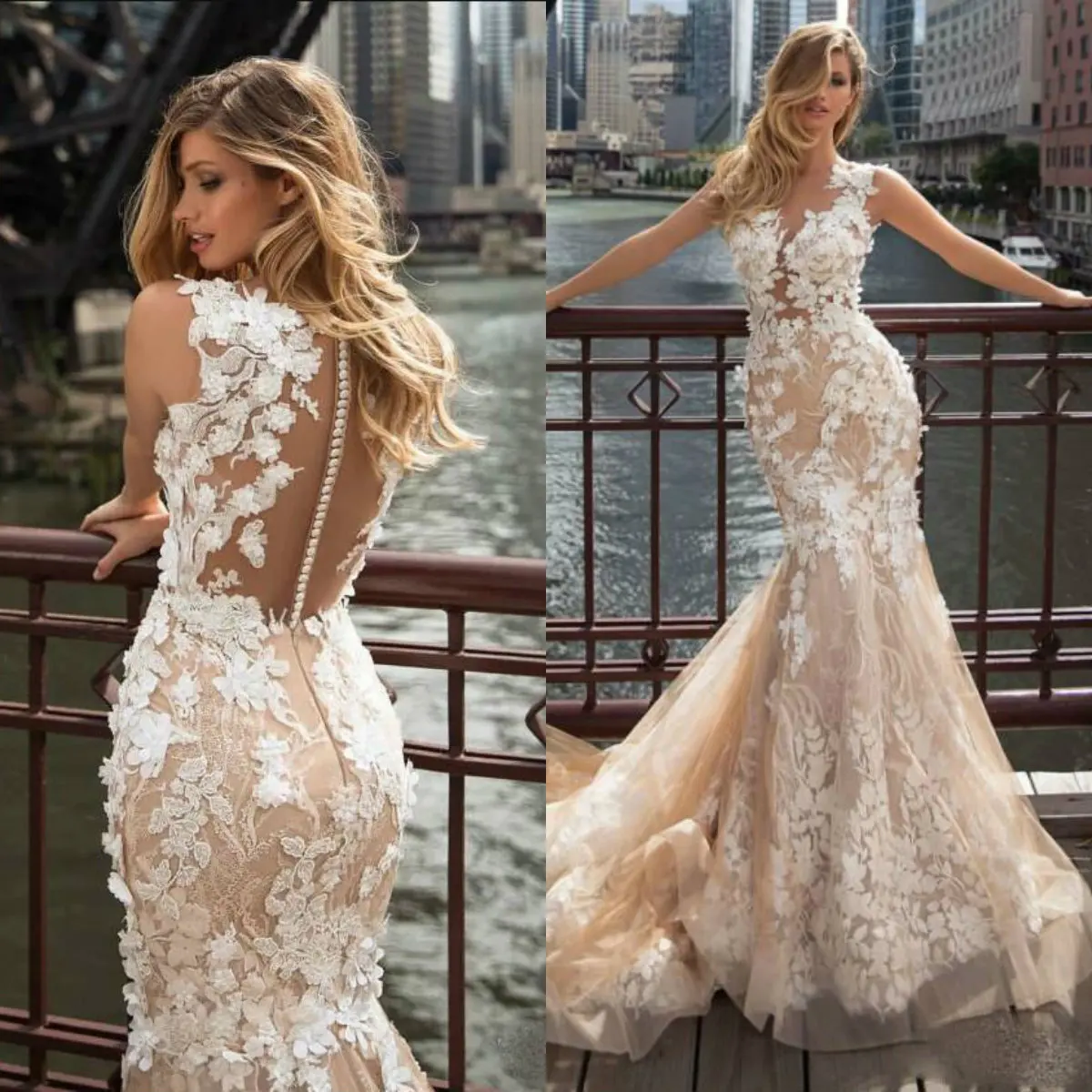 

Glamorous Mermaid Dresses Lace 3D Floral Appliques Vestido De Noiva Vintage Wedding Dress Plus Size Court Gown Zipper Beach
