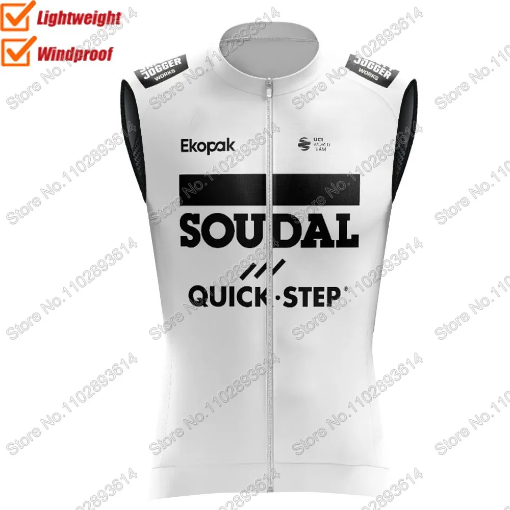 Black 2024 Soudal Quick Step Team Belgium World Wind Vest Windproof Lightweight Race Road Cycling Jersey Sleeveless Gilet MTB