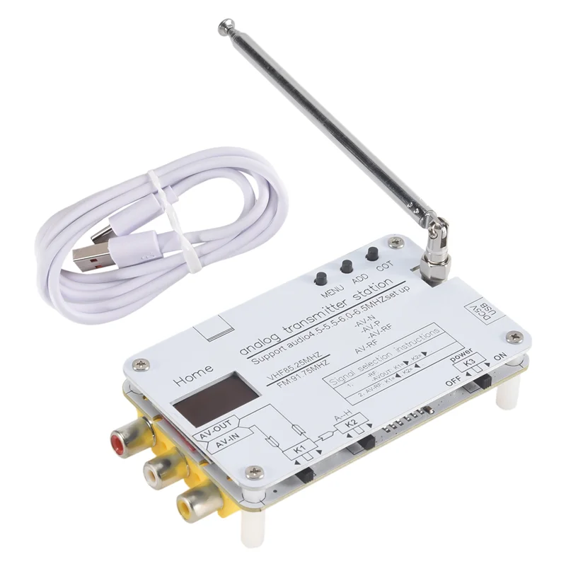 REPLA-For Hamgeek White Analog TV Signal Transmitter Home Analog TV Transmitter With OLED Display Supports Global Tvs