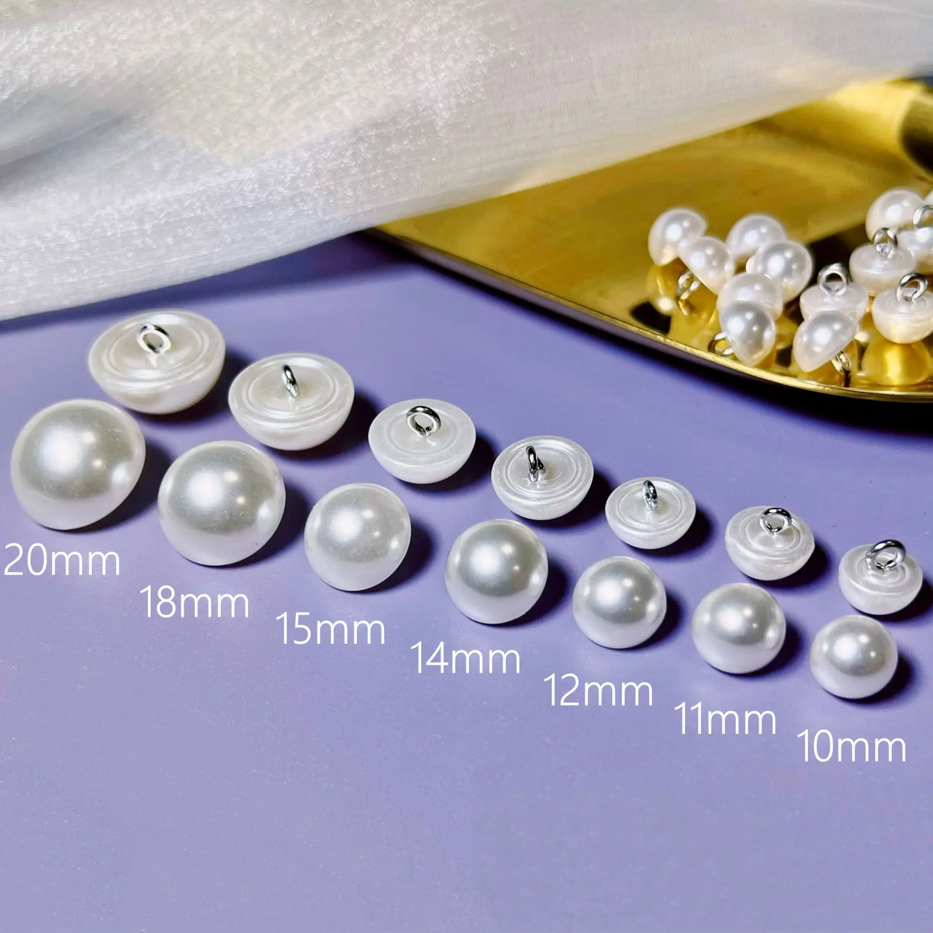 10pcs Artificial Pearl Button Fashion Sewing Clothing Bag DIY Craft High-Grade Decorative Round Button Accessories