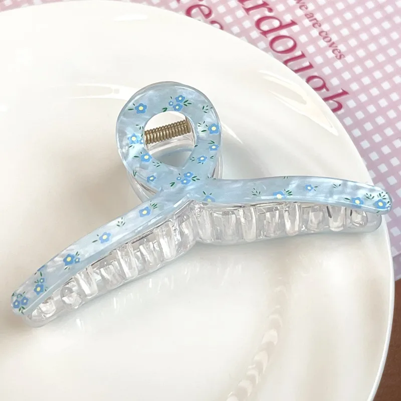 

Синяя заколка для волос с цветочным узором для женщин: очаровательный изящный дизайн, модный шикарный аксессуар, стильный элегантный головной убор для девушек, новинка для повседневных и кэжуал образов