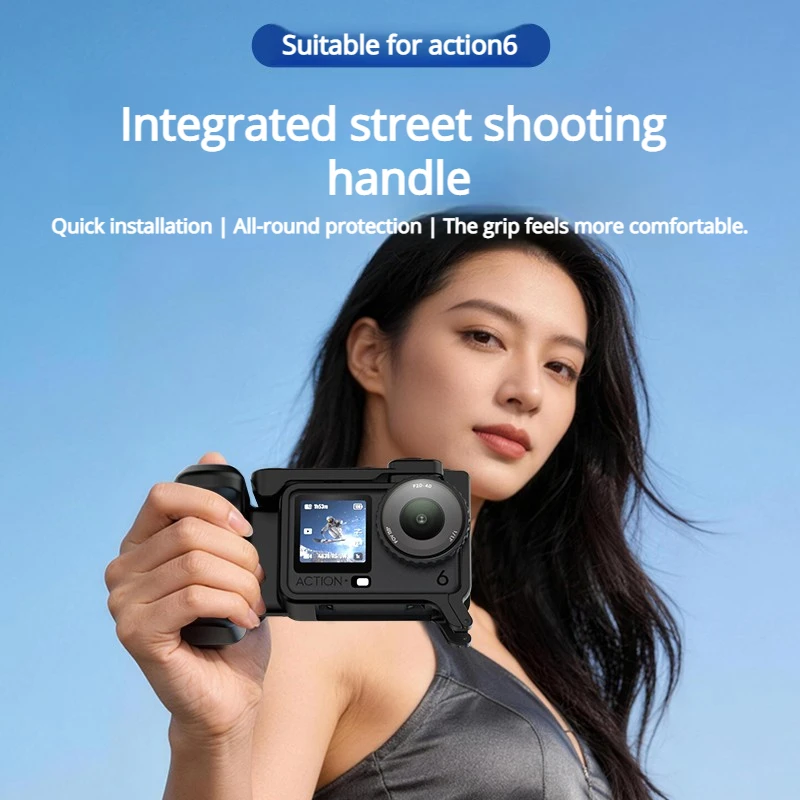 Street Racket Handle Suitable for DJI Action6 Rabbit Cage Plastic Frame Super Light Door Handle DJI 6th Generation Rabbit Cage