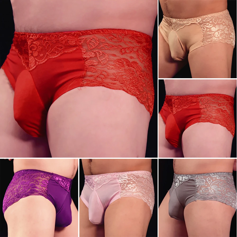 ชุดชั้นใน Thongs Pantys กางเกง Knicker กางเกงในชายเซ็กซี่กางเกงลูกไม้ Low Rise Breathable ชุดชั้นในพร้อมกระเป๋า