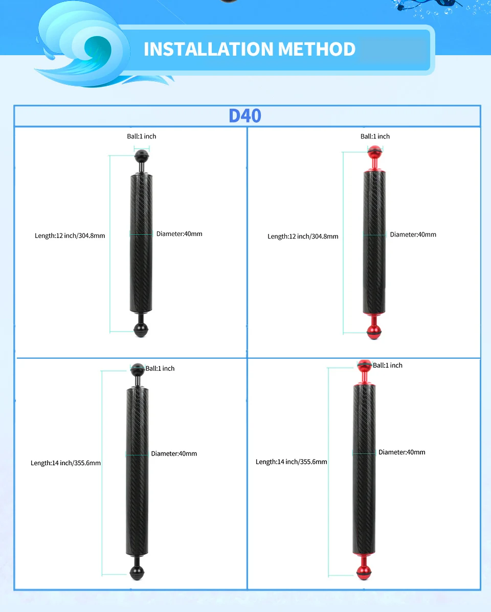 Kamera Schwimm Arm Tauchen Tablett Auftrieb Aquatische Verlängerung Arm Dual Ball Unterwasser Fotografie für Nikon DSLR Action Kamera – Detail 12