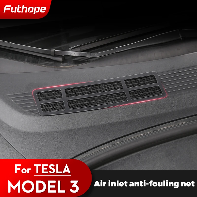 

Futhope Air Inlet Protective Cover for Tesla 2021-2023 Model 3 Anti-insect Anti-fouling Front Cover Air-conditioning Cover