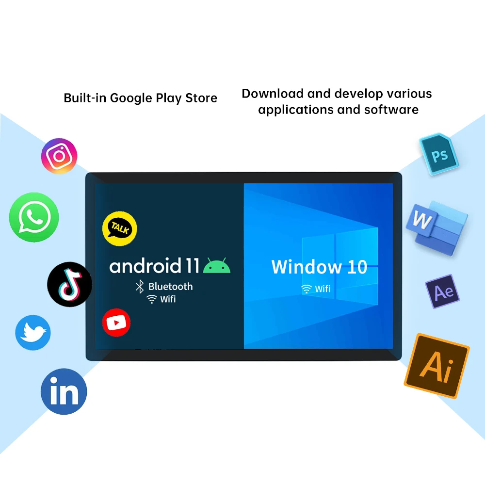 Imagem -03 - Polegadas Montado na Parede Pcap Multi Tela de Toque Monitor Android 11 Tablet Win 10 Industrial Tudo em um pc a 43