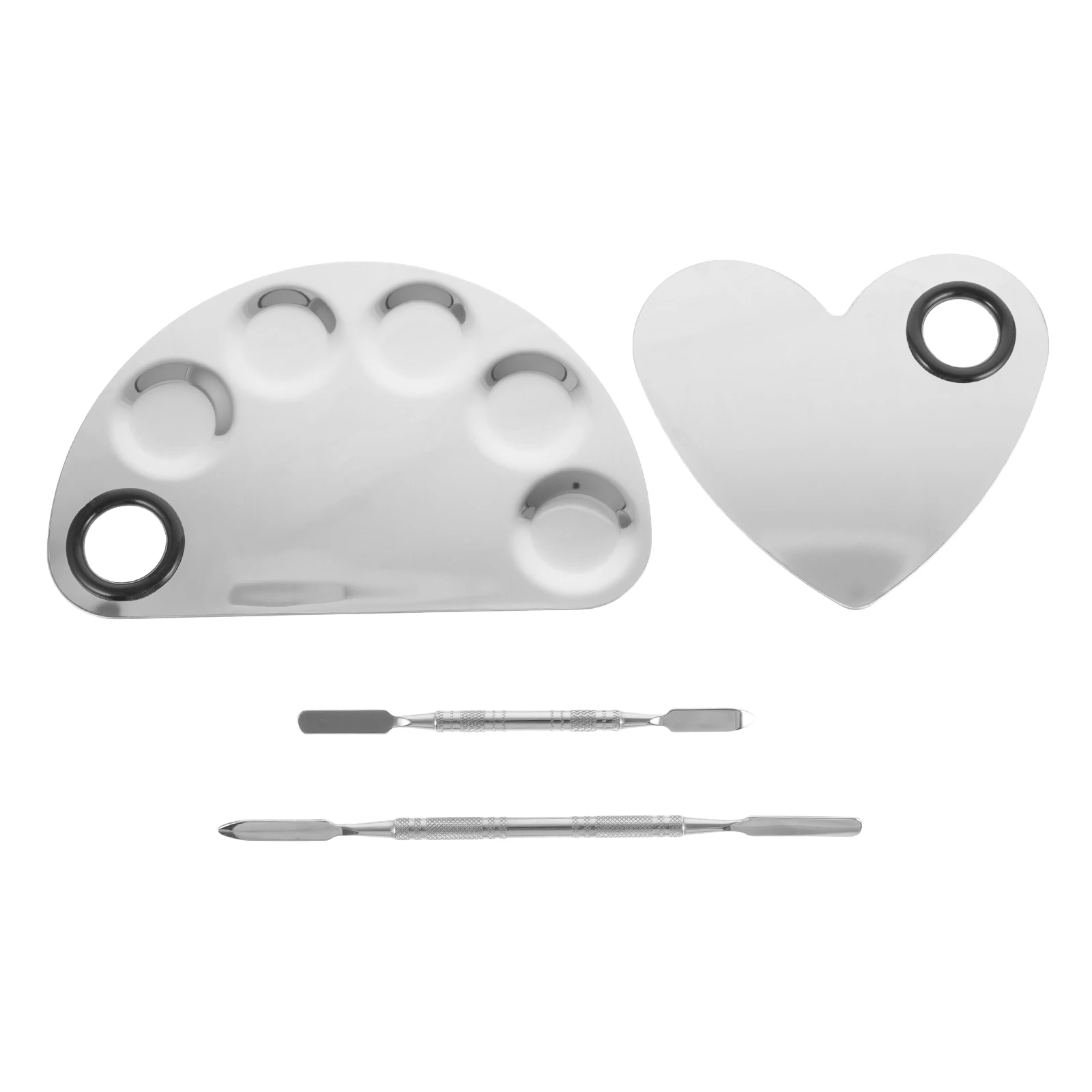 

2Pcs Stainless Makeup Salon Makeup Ergonomic H held Mixing Spatula Blender Portable Cosmetics Tool Set