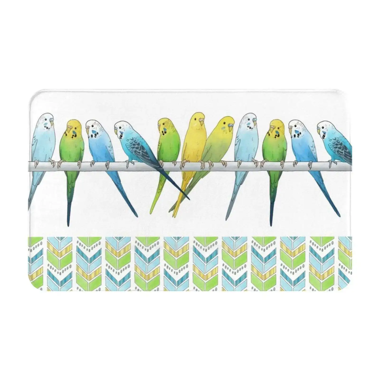 Budgies 3D Soft Non-Slip Mat Rug Carpet Foot Pad Budgerigar Bird Pet Parakeet Pen Drawing Aviary Animal Hand Drawn Yellow