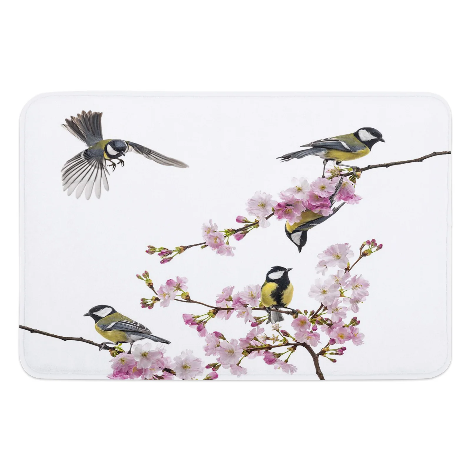 Oriole Peach Blossom Spring Bird Flower Entrance Doormat Kitchen Mat Carpet Living Room Home Hallway Rugs Bathroom Door Mats