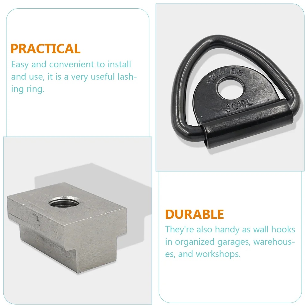 

4 Sets Stainless Steel T-Slot Kit Deck Rails Tie Down Anchor Trailer Truck Bed Hooks Heavy Duty D-Rings Tie-Down Bolts