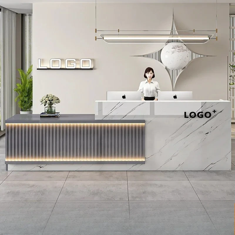 

Customized Luxury Reception Desks Classic Versatile Simple Reception Desks Cashier Design Recepción Negocio Commercial Furniture