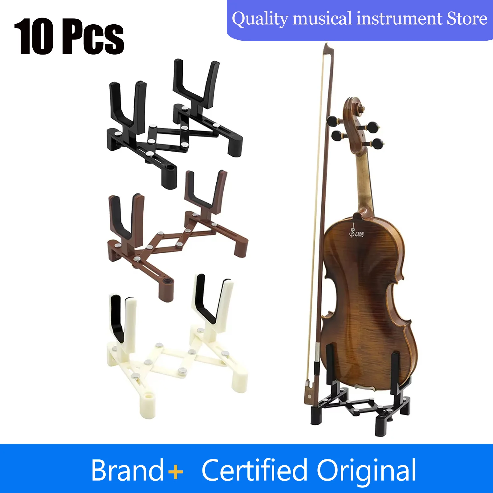 

10Pcs Violin Stand Holder Adjustable Portable Full Size Stringed Instrument Parts Retractable Foldable Fiddle Bracket Sponge Pad