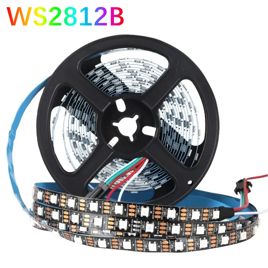 شريط LED ذكي RGBIC WS2812B WS2812 5050 قابل للعنونة بشكل فردي IC 30/60/144 بكسل/مصابيح/م ضوء DC5V أسود IP30/67 مقاوم للماء #1