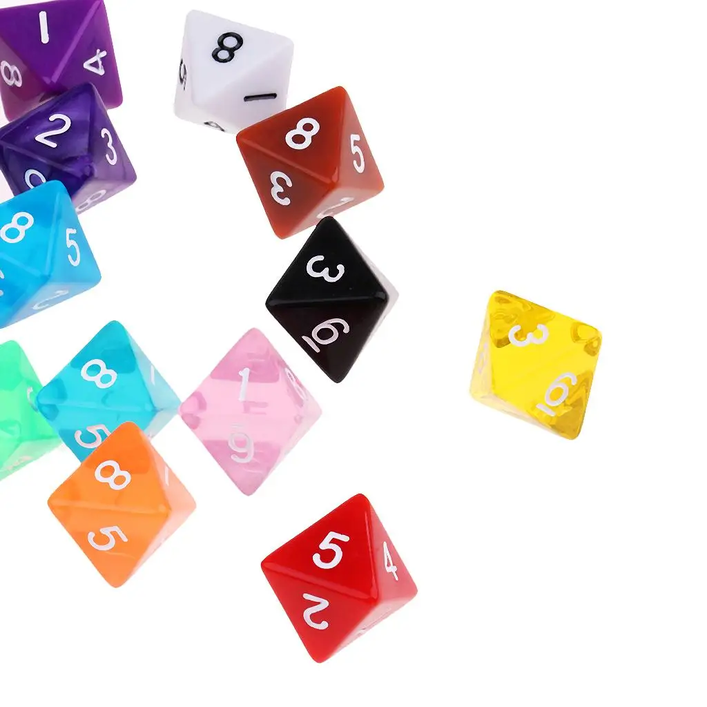 

Acrylic Polyhedral Dice Set D8 Bulk 25 Pieces Multicolor for DND TRPG Table Role Playing Gaming