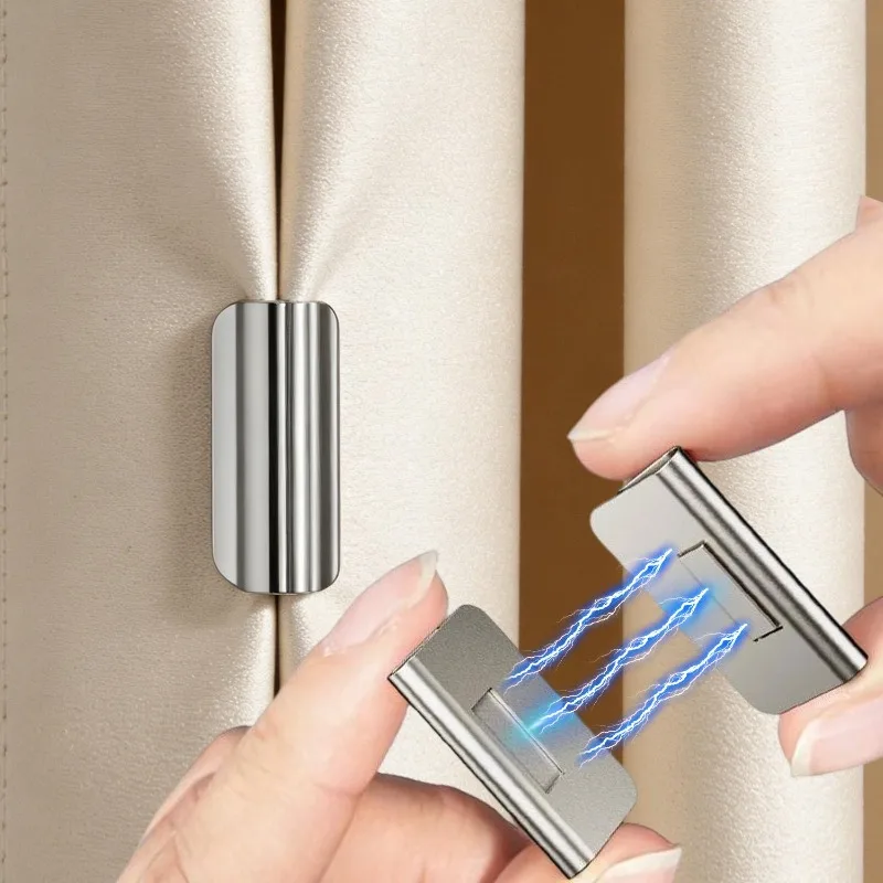Metal Strong Magnetic Curtain Buckles Detachable Window Screen Curtain Closure Magnet Nail-Free Blackout Clip Fixed Fasteners