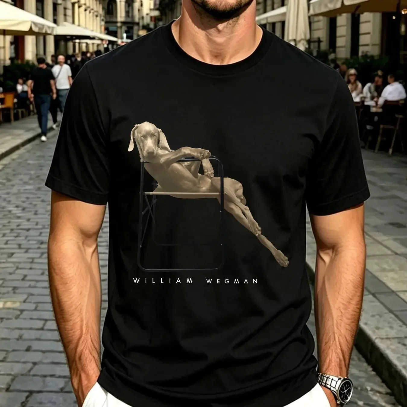 washed T Shirt Vtg 1994 William Wegman Dog Art Lolita Weimaraner Black Size M vintage Washed Soft Unisex Breathable