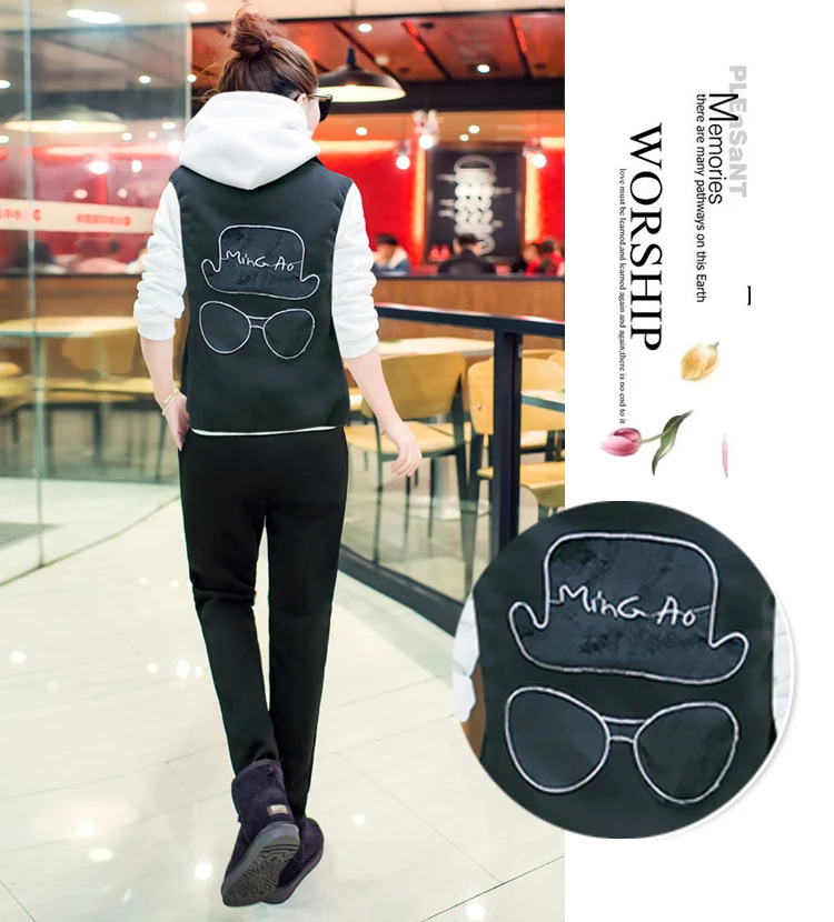 

Autumn and winter new Fashion women suit women's tracksuits casual set with a hood fleece sweatshirt three pieces set