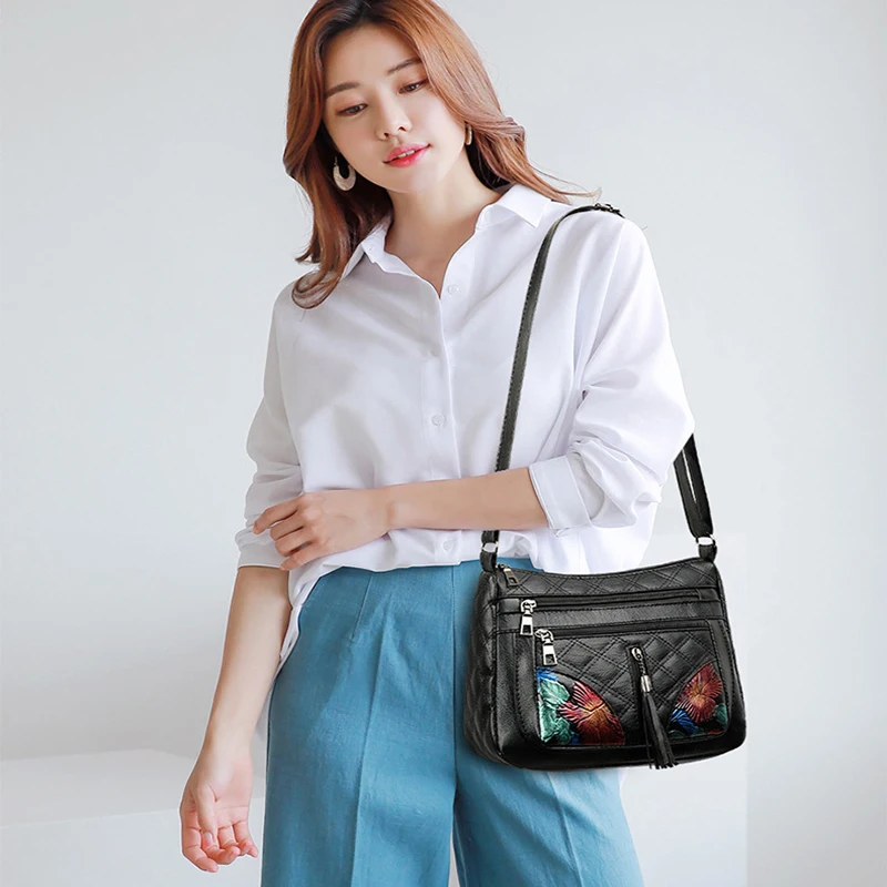 New Large Capacity Fashionable Bag With High-end Feel Soft Leather Crossbody Bag Trendy Printed Versatile Shoulder Bag