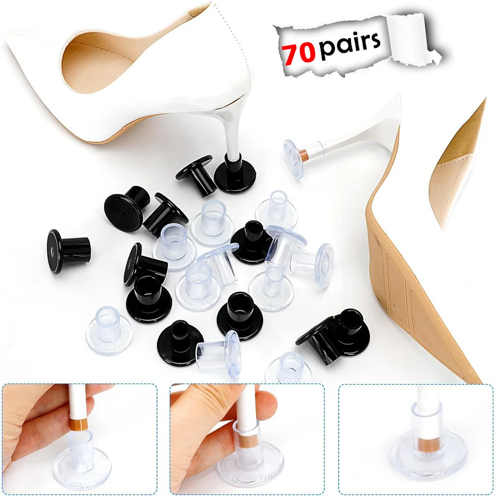 

70 Pairs/Lot Heel Stoppers for Grass Anti-Slip Heel Repair Caps Covers Heel Protectors for Outdoor Weddings Events Stop Sinking