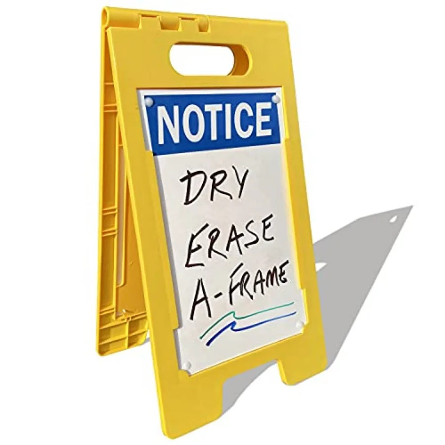 25 x 12 inch "" Write-On Two-Sided Folding Floor Sign, Dry Erase, Digitally Printed Polypropylene Plastic, Multicolor, Made in