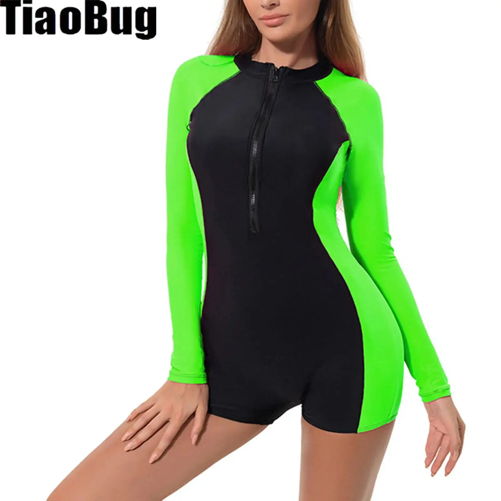 

Женский слитный спортивный купальник в стиле пэчворк, купальник с длинным рукавом и молнией, купальный костюм с цветными блоками, купальник для серфинга