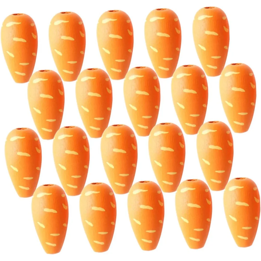 

50 Pcs Wooden Bead Accessories Carrot Shape DIY Jewelry Making Crafts Easter Theme Bright Color Handcraft Supplies