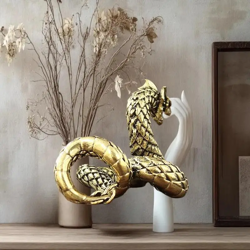 △ 3D Dragon Statue Ornament Moveable Body Joints Antique Brass Lucky Dragon Desktop Office Ornament Crafts Home Decoration Gifts