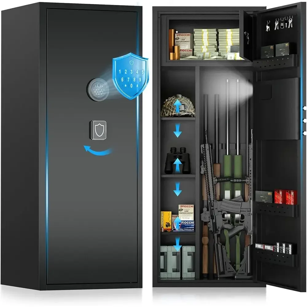 

Secure 12-15 Gauge Shotgun and Pistol Cabinet with Digital Lock and Alarm, Easy Assembly for Home Use, Internal Locking and Adju